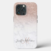 Roze roze roze goud glitter witte marmer Gepersona Case-Mate iPhone Case (Achterkant)