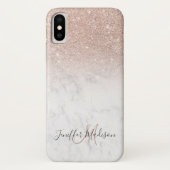 Roze roze roze goud glitter witte marmer Gepersona Case-Mate iPhone Case (Achterkant)