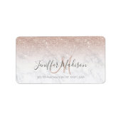 Roze roze roze goud glitter witte marmer Gepersona Etiket (Voorkant)