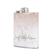 Roze roze roze goud glitter witte marmer Gepersona Heupfles (Links)