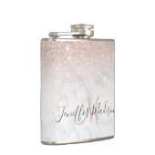 Roze roze roze goud glitter witte marmer Gepersona Heupfles (Rechts)