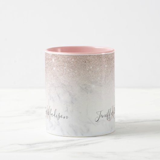 Roze roze roze goud glitter witte marmer Gepersona Mok (Midden)