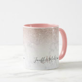 Roze roze roze goud glitter witte marmer Gepersona Mok (Voorkant rechts)