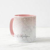 Roze roze roze goud glitter witte marmer Gepersona Mok (Voorkant links)