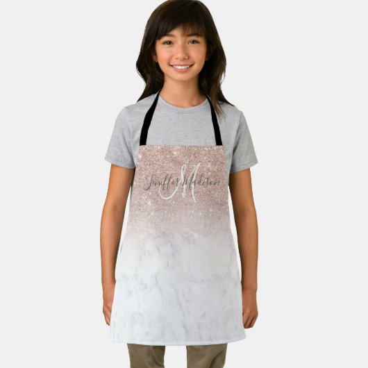 Roze roze roze goud glitter witte marmer Gepersona Schort (Insitu)