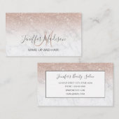 Roze roze roze goud glitter witte marmer Gepersona Visitekaartje (Voorkant / Achterkant)
