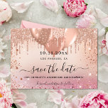 Roze roze roze goudballonnen van Quinceanera Save The Date<br><div class="desc">Een meisje en trendy Save the Date Card for a Quinceañera, 15e verjaardagsfeest. Een wazige roze, gouden gradiëntachtergrond van het roos, versierd met faux glitter druppels, sparkles, en ballonnen. Pas een datum en een naam/leeftijd aan en voeg deze toe. De tekst: Sparen de Datum wordt geschreven met een groot trendy...</div>