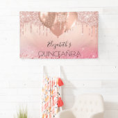 Roze roze roze goudballonnen van Quinceanera Spandoek (Insitu)