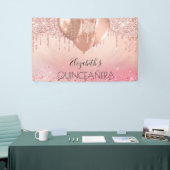 Roze roze roze goudballonnen van Quinceanera Spandoek (Beurs)
