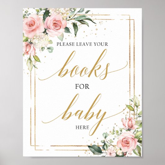 Roze roze roze goudboeken voor baby poster (Voorkant)
