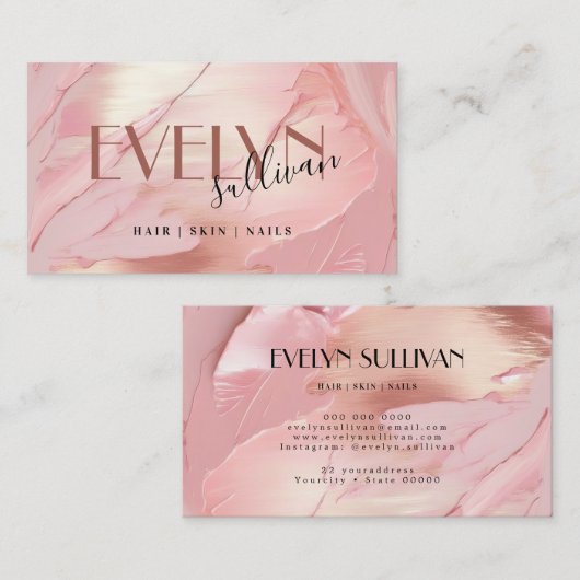 roze roze roze gouden borstelstrokken visitekaartj visitekaartje (Voorkant / Achterkant)