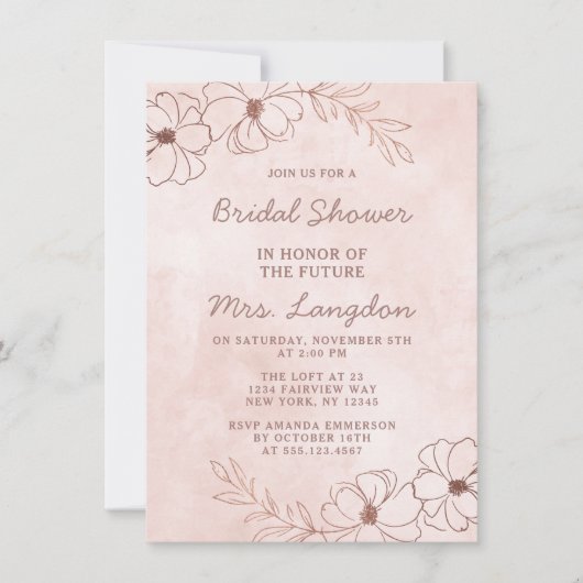 Roze Roze & Roze Gouden Folie Bruiloft Bridal Show Kaart (Voorkant)