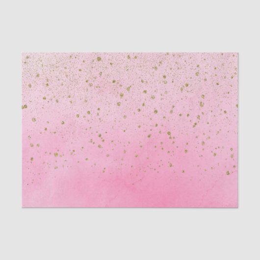 Roze Roze Roze & Gouden Glitter Bruiloft Feest Tissuepapier (Voorkant)