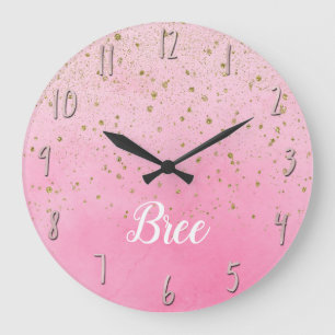 Roze Roze Roze & Gouden Glitter Glam Glitter Chic Grote Klok