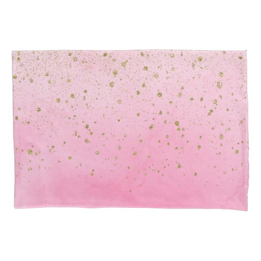 Roze Roze Roze & Gouden Glitter Glam Glitterende C Kussensloop (Voorkant)