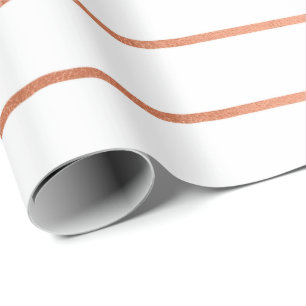 Roze roze roze gouden witte strepen cadeaupapier