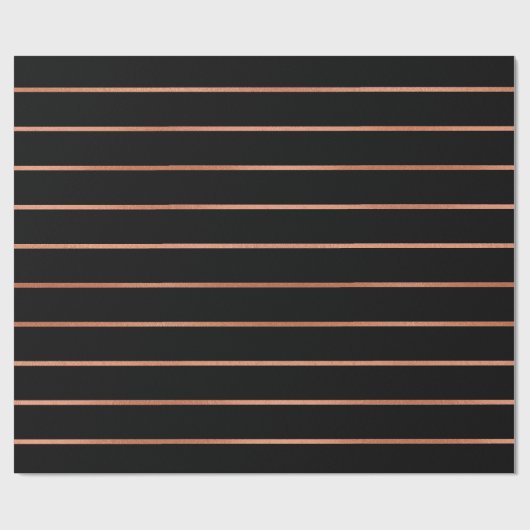 Roze roze roze gouden zwarte strepen cadeaupapier (Vlak)