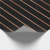 Roze roze roze gouden zwarte strepen cadeaupapier (Hoek)