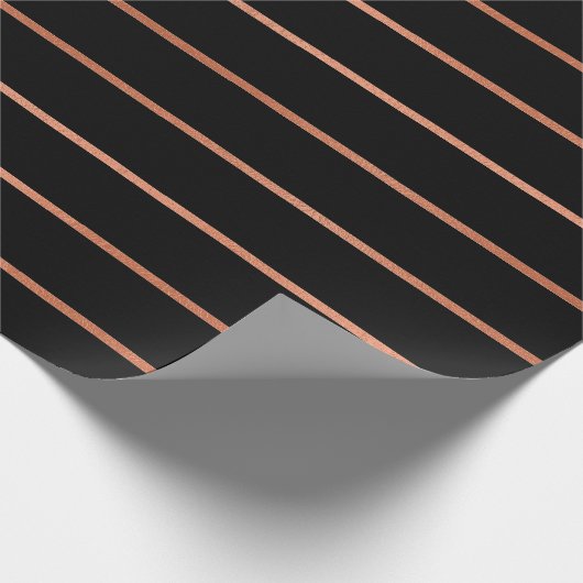 Roze roze roze gouden zwarte strepen cadeaupapier (Hoek)