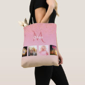 Roze roze roze goudfotomonogram tote bag (Dichtbij)