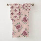 Roze roze roze goudgroene bohemen bloemen bad handdoek (Insitu)