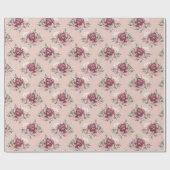 Roze roze roze goudgroene bohemen bloemen cadeaupapier (Vlak)