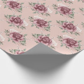 Roze roze roze goudgroene bohemen bloemen cadeaupapier (Hoek)