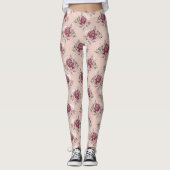 Roze roze roze goudgroene bohemen bloemen leggings (Voorkant)