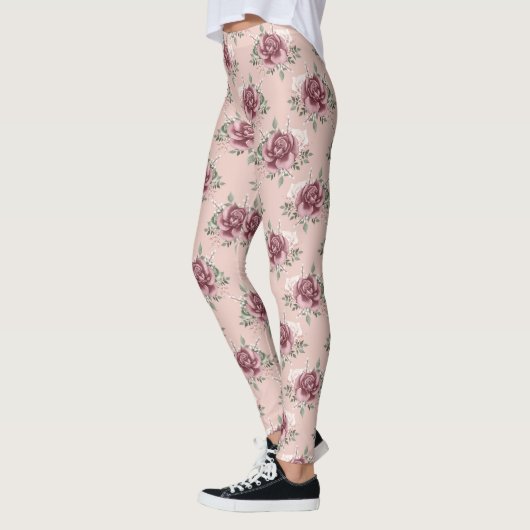 Roze roze roze goudgroene bohemen bloemen leggings (Links)