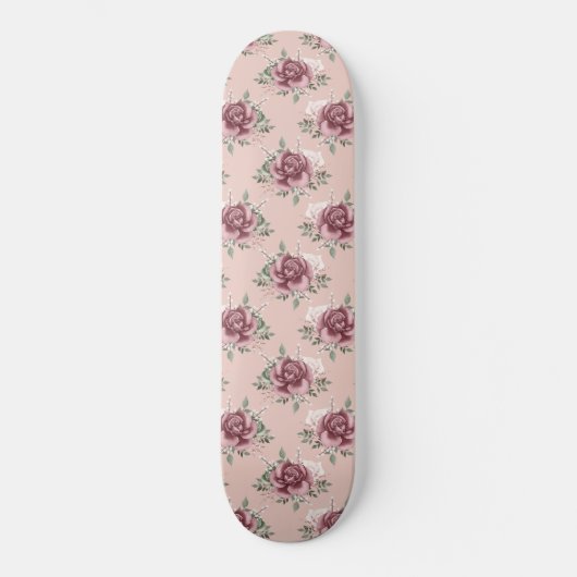 Roze roze roze goudgroene bohemen bloemen persoonlijk skateboard (Voorkant)