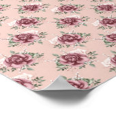 Roze roze roze goudgroene bohemen bloemen poster (Hoek)