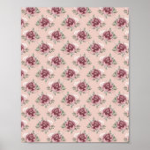 Roze roze roze goudgroene bohemen bloemen poster (Voorkant)