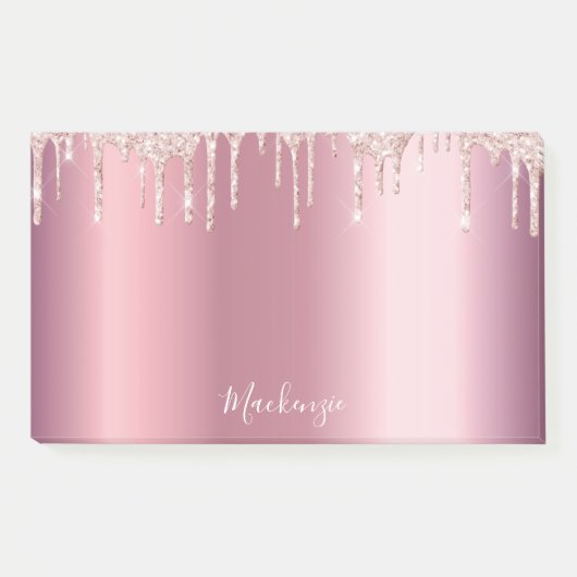 Roze roze roze gouname script glamoureus post-it® notes (Voorkant)