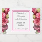 Roze roze roze grens floral bouquet bruiloft sparkling wijnetiket (Enkel label)