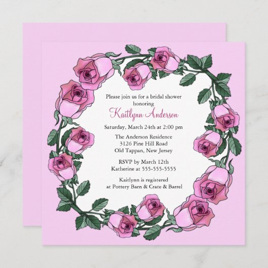 Roze Roze Roze Grote Bridale Shower Uitnodiging (Voorkant / Achterkant)
