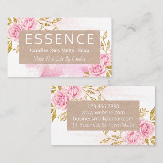 Roze roze roze kraft kandle soy Melt Soap and DIY  Visitekaartje (Voorkant / Achterkant)