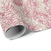 Roze roze roze kreeft Glitter Glitz Tropische Blad Cadeaupapier (Rol Hoek)
