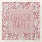 Roze roze roze kreeft Glitter Glitz Tropische Blad Glazen Onderzetter (Voorkant)