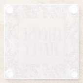 Roze roze roze kreeft Glitter Glitz Tropische Blad Glazen Onderzetter (Achterkant)