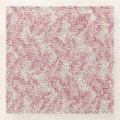 Roze roze roze kreeft Glitter Glitz Tropische Blad Glazen Onderzetter (Voorkant)