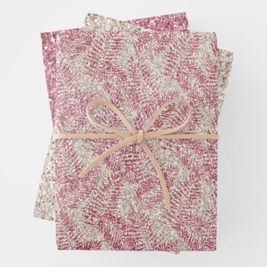 Roze roze roze kreeft Glitter Glitz Tropische Blad Inpakpapier Vel (In situ)