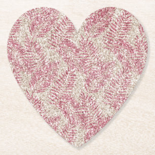 Roze roze roze kreeft Glitter Glitz Tropische Blad Kartonnen Onderzetters