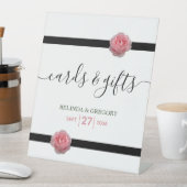 Roze roze roze lintkaarten voor bruiloft en cadeau reclamebord met voetstuk (Insitu)