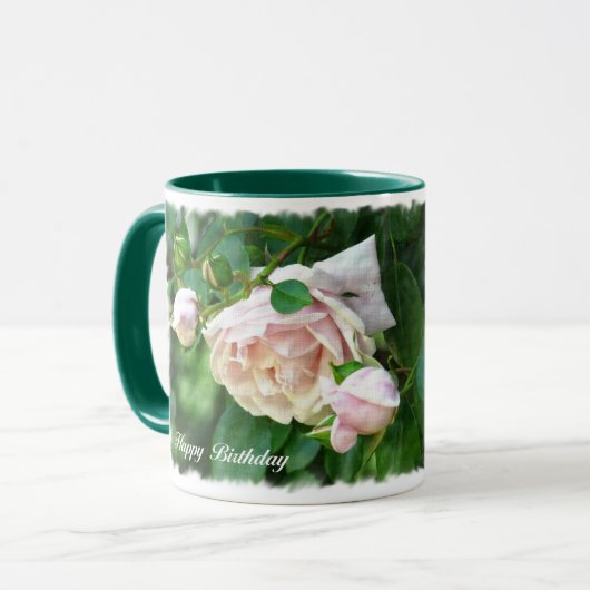  roze roze roze met gedicht-Birthday Mok (Voorkant links)