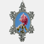 Roze roze roze met ijskoude Natuur - Tin Sneeuwvlok Ornament (Links)