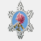 Roze roze roze met ijskoude Natuur - Tin Sneeuwvlok Ornament (Rechts)