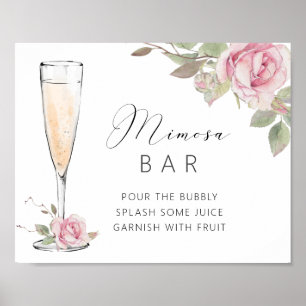 Roze Roze Roze Mimosa Bar Shower Sign Poster