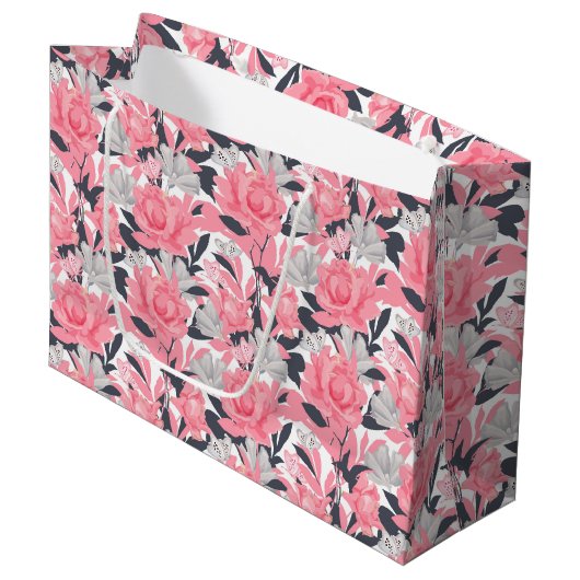 Roze roze roze patroon groot cadeauzakje (Voorkant Gekanteld)
