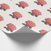 Roze roze roze patroon op lichtkoraal cadeaupapier (Hoek)