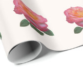 Roze roze roze patroon op lichtkoraal cadeaupapier (Rol Hoek)